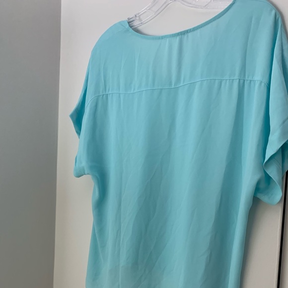 Lush Turquoise High-Low Chiffon Top - Picture 2 of 3